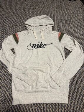 Nike Heather Light Gray Hoodie with Black Logo